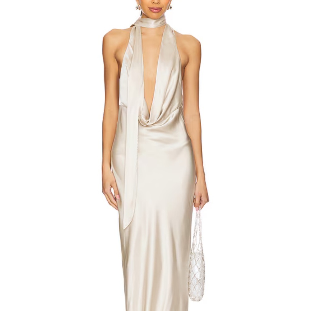 Nbd Natalia gown in champagne